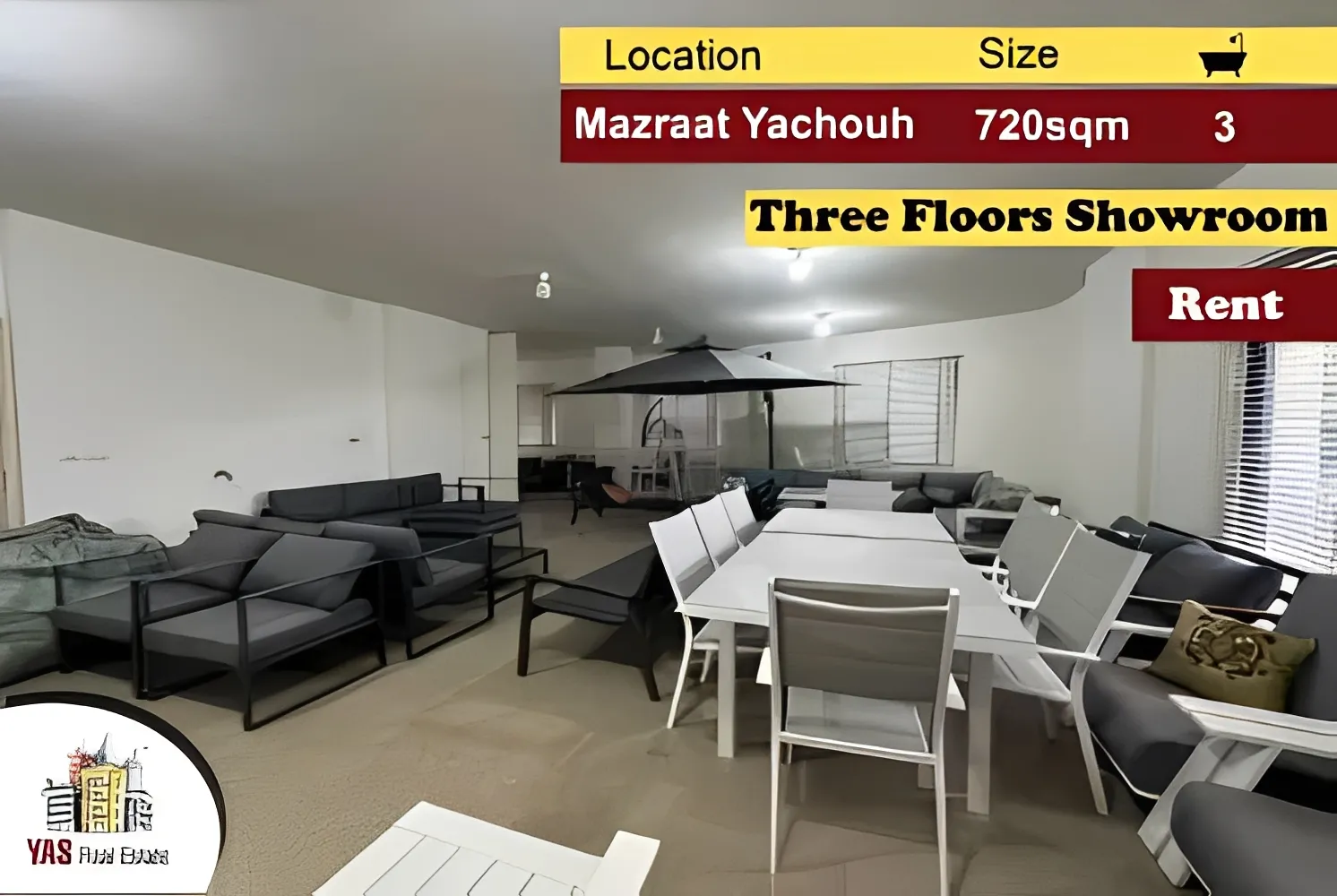 Showroom for rent in Mazraat Yachou