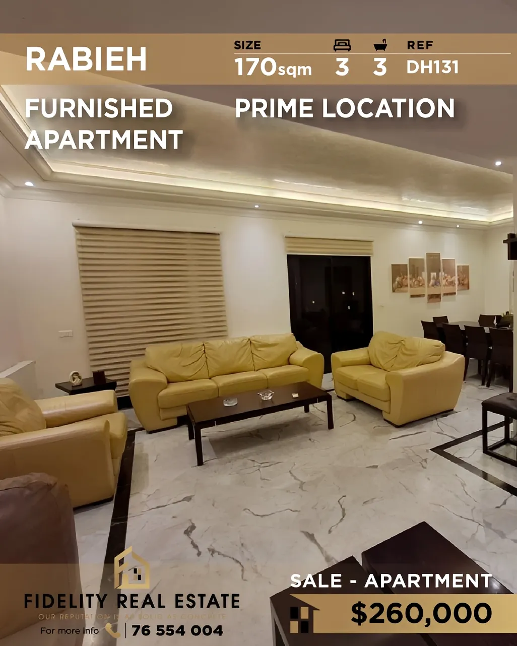 Apartment for sale in Rabieh, Lebanon - 3 bed, 3 bath