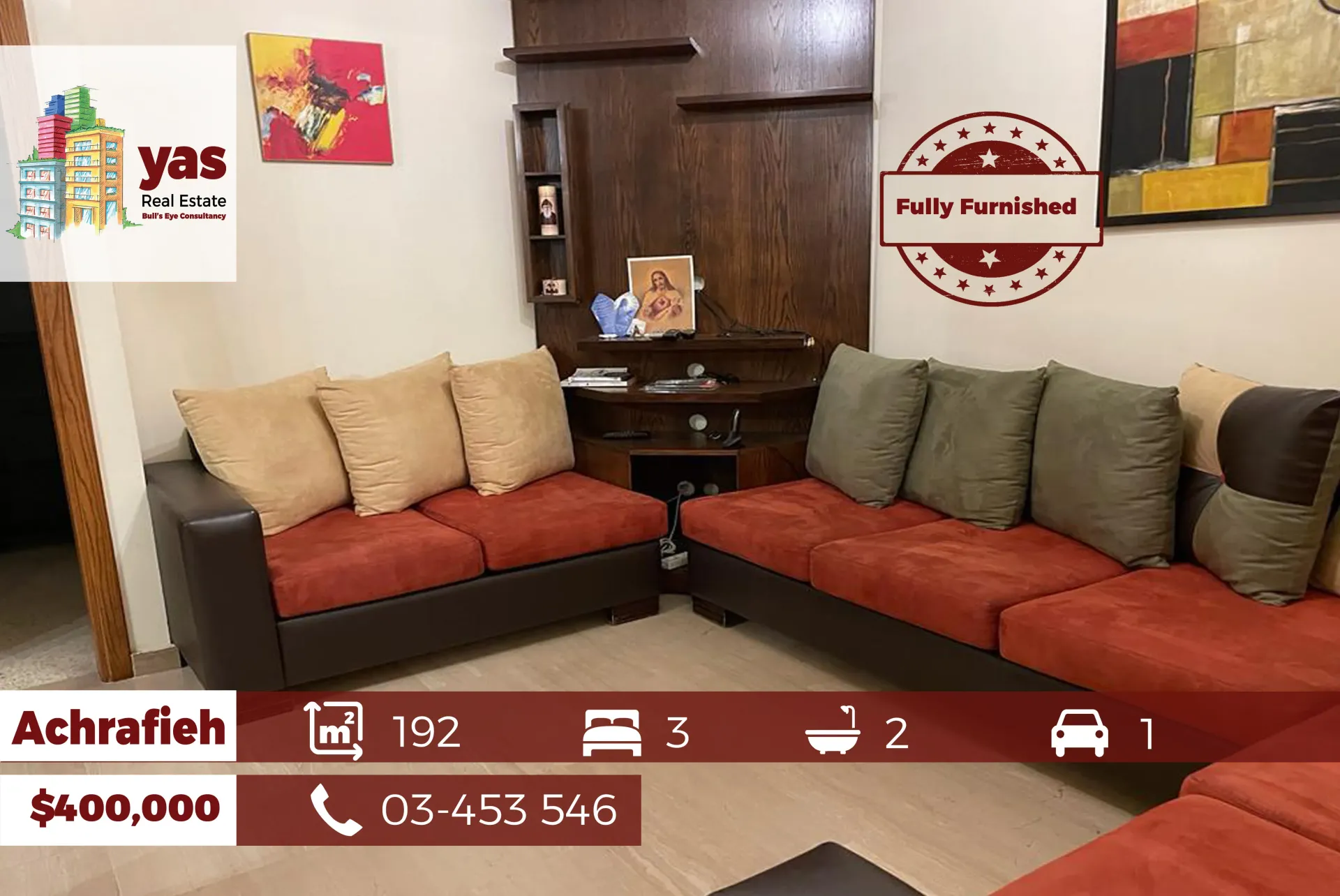 Apartment for Sale in Achrafieh - 3 bed, 2 bath