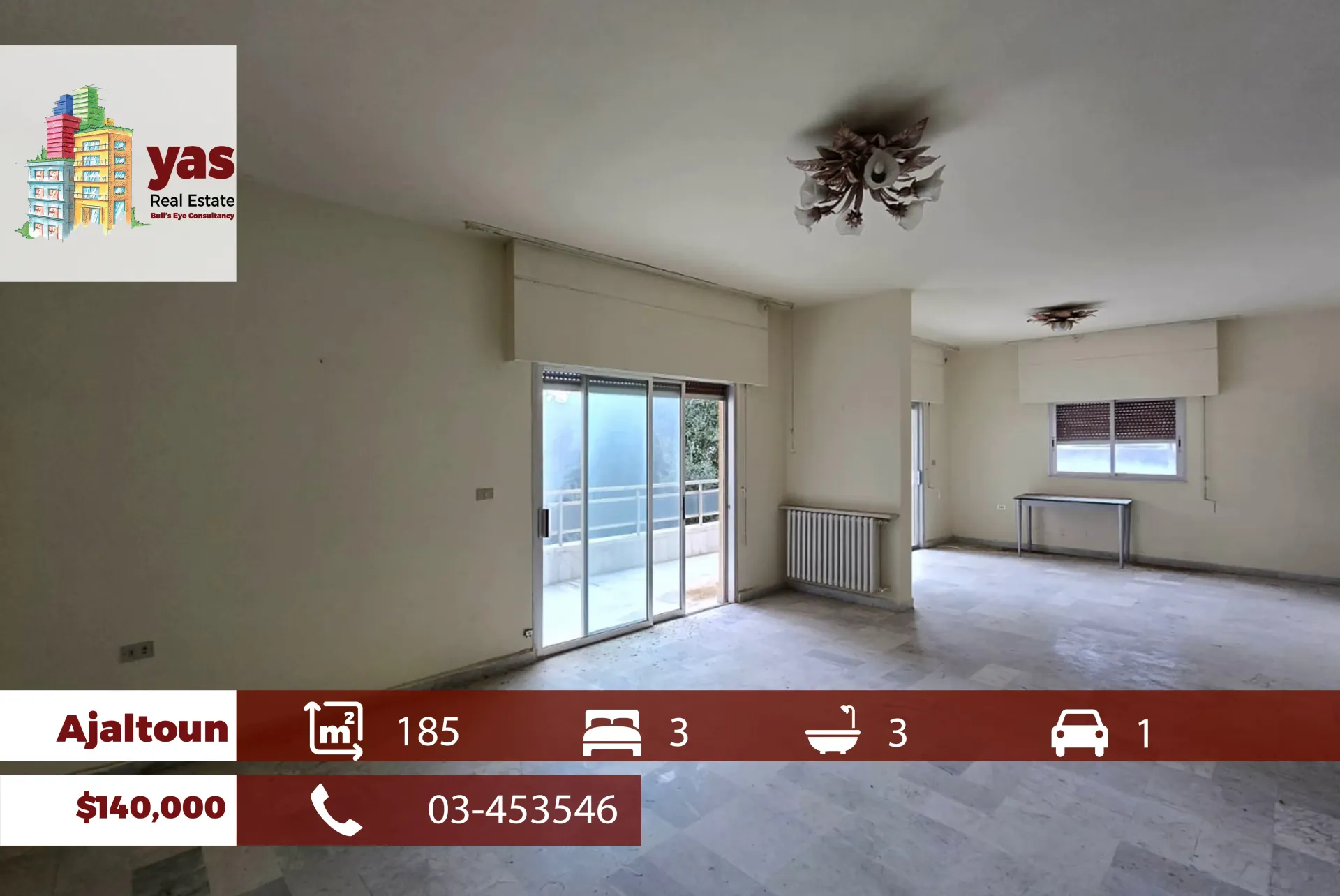 Apartment for Sale in Ajaltoun - 3 bed, 3 bath