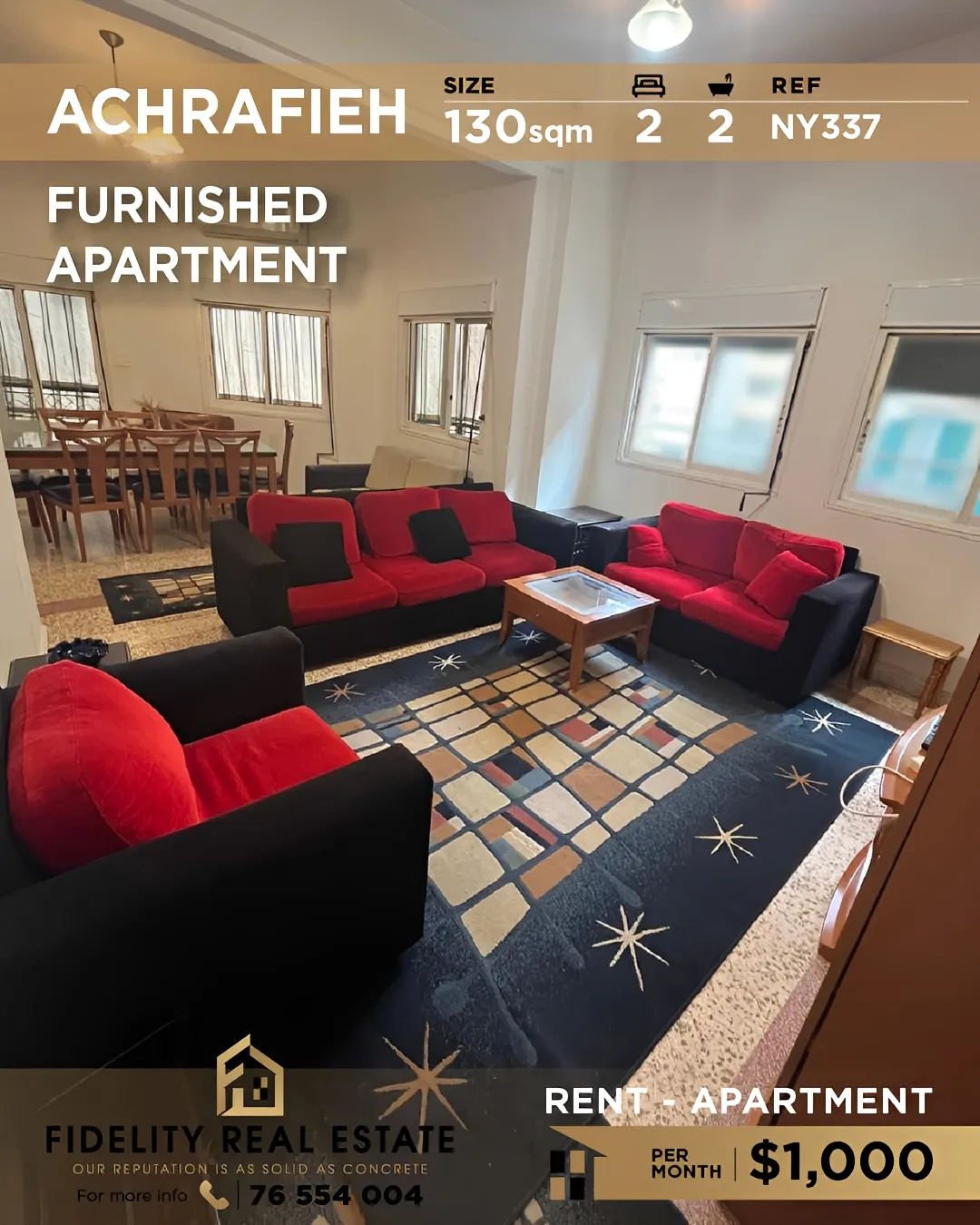 Apartment for rent in Achrafieh, Beirut, Lebanon - 2 bed, 2 bath