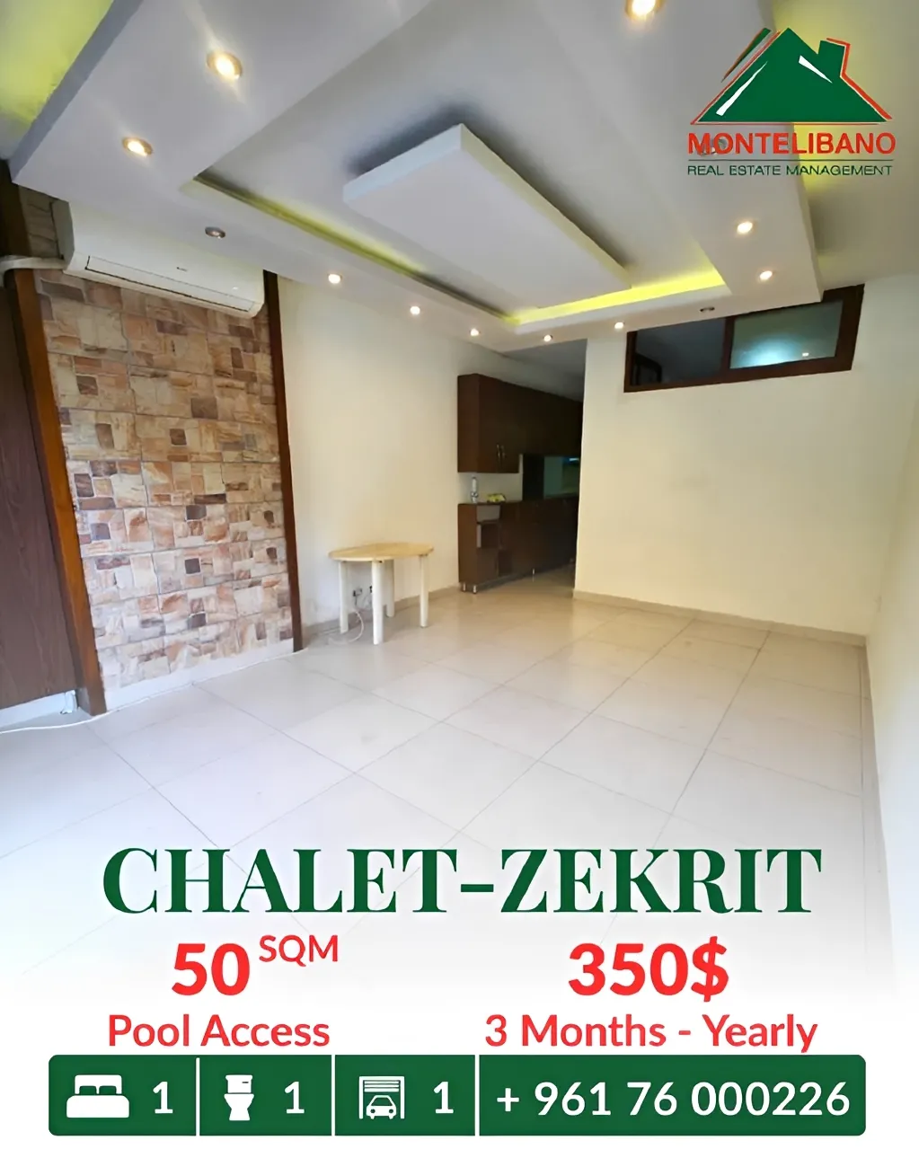 Chalet for rent in Zikrit
