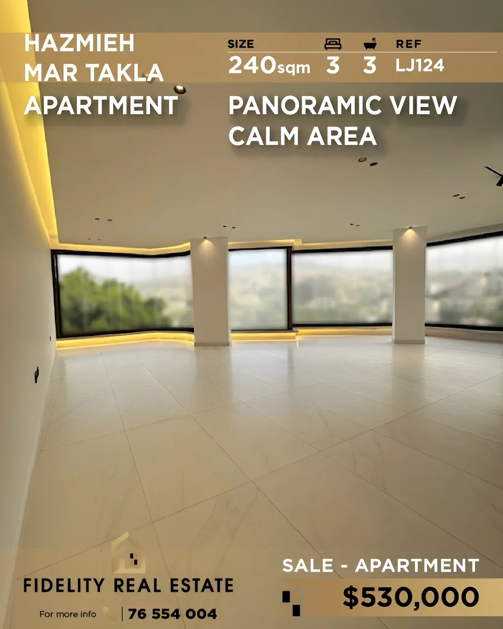 Apartment for sale in Mar Takla, Hazmieh - 3 bed, 3 bath