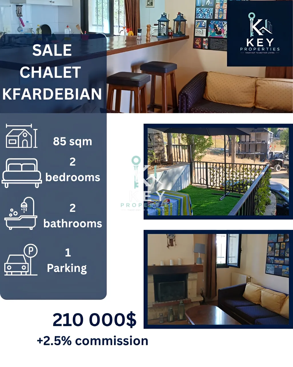 Chalet for sale in Kfardebian, Lebanon - 2 bed, 2 bath