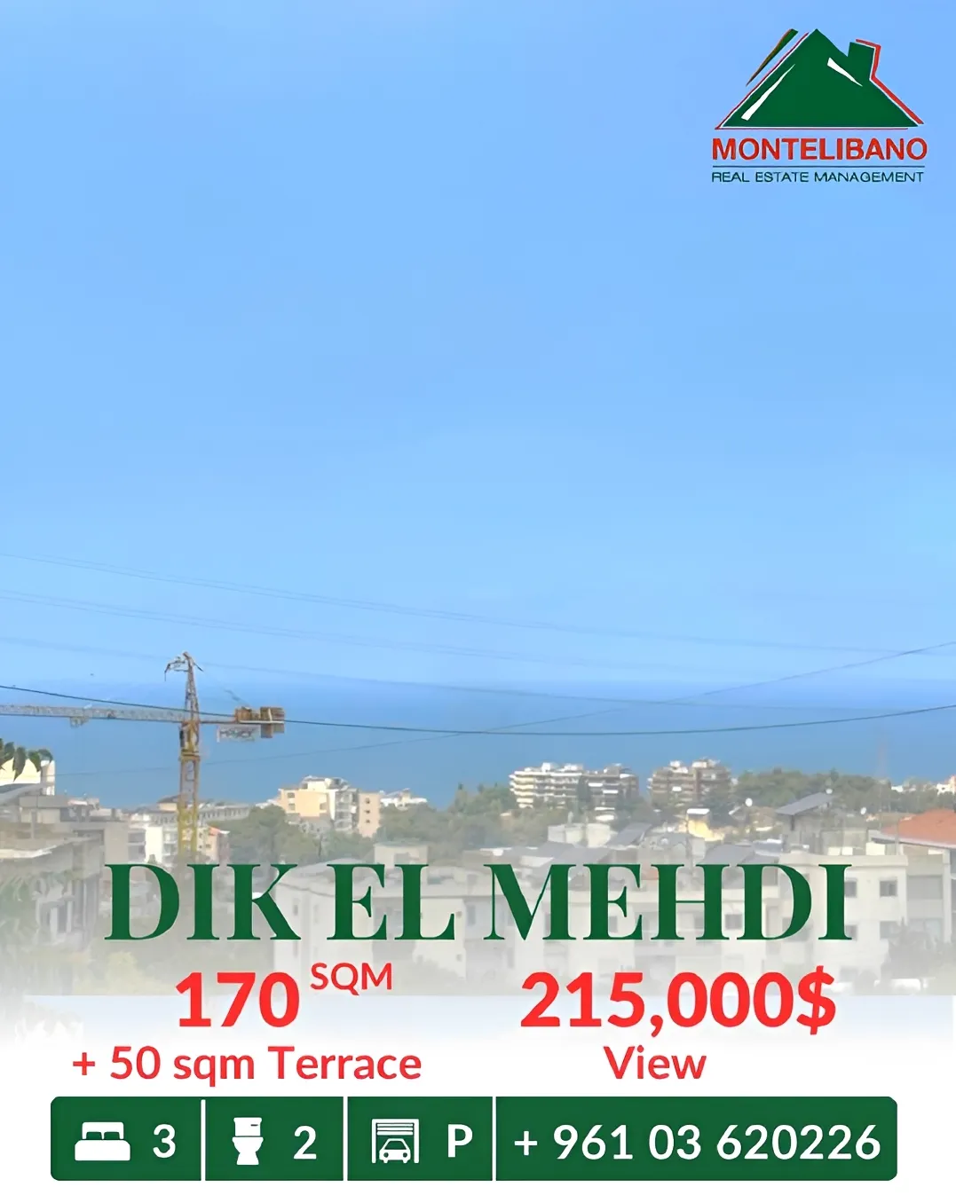 Apartment for sale in Dik El Mehdi, Lebanon
