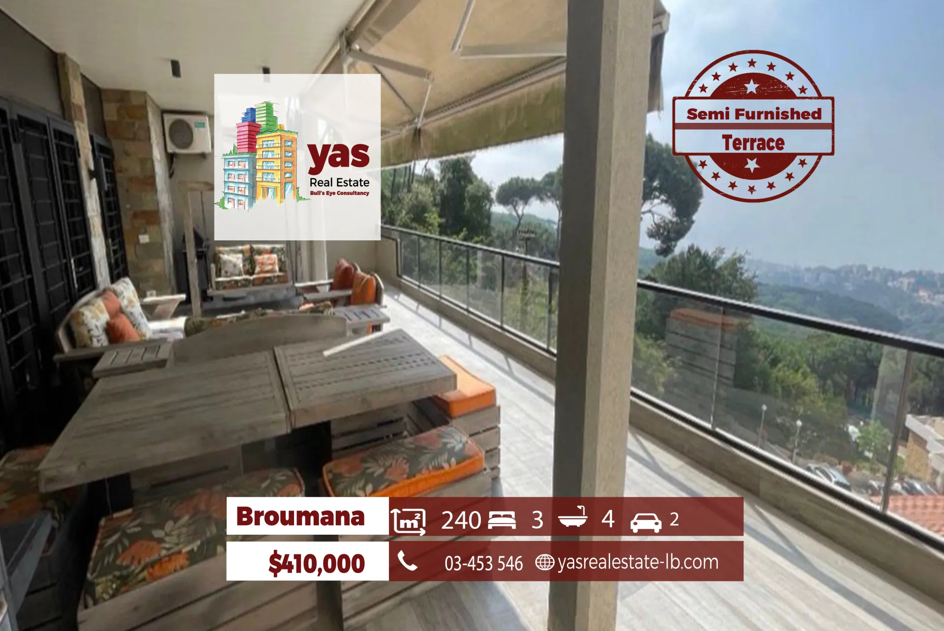 Apartment for Sale in Broumana - 3 bed, 4 bath