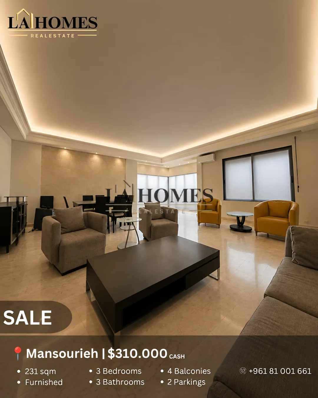 Duplex for sale in Mansourieh - 3 bed, 3.0 bath