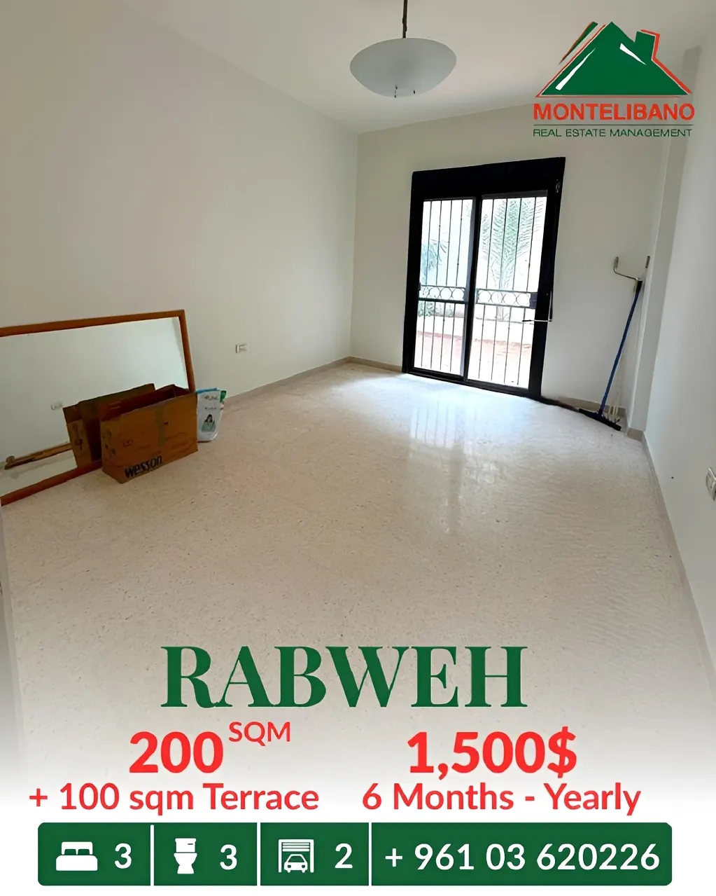 Apartment for rent in Rabweh, Bayrut, Lebanon