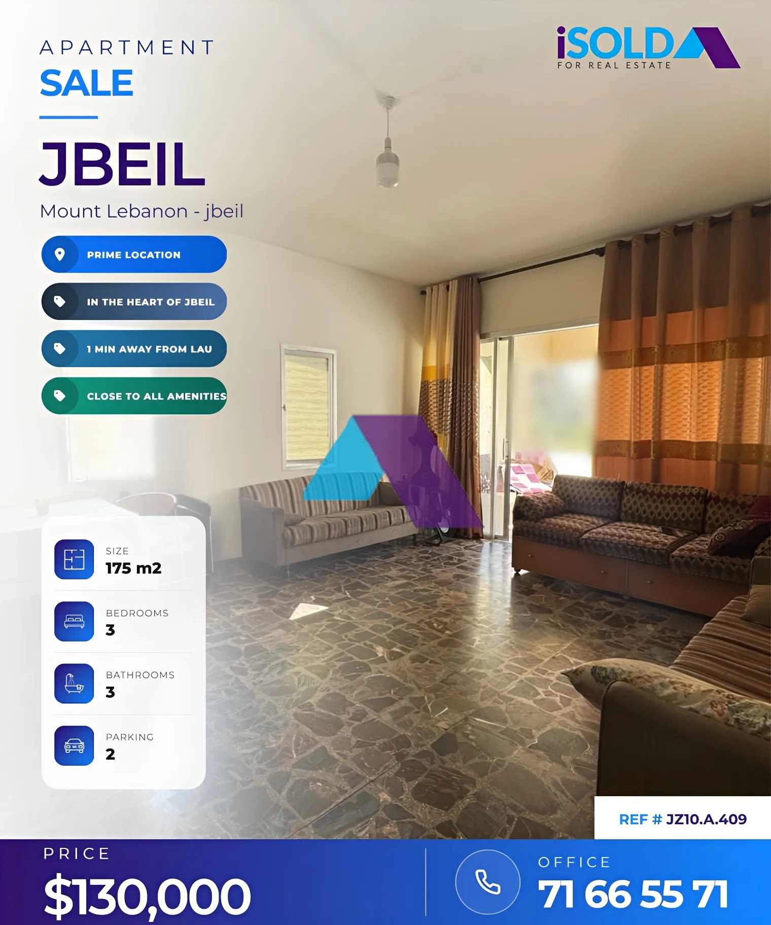 Apartment for sale in Jbeil, Lebanon - 3 bed, 3 bath
