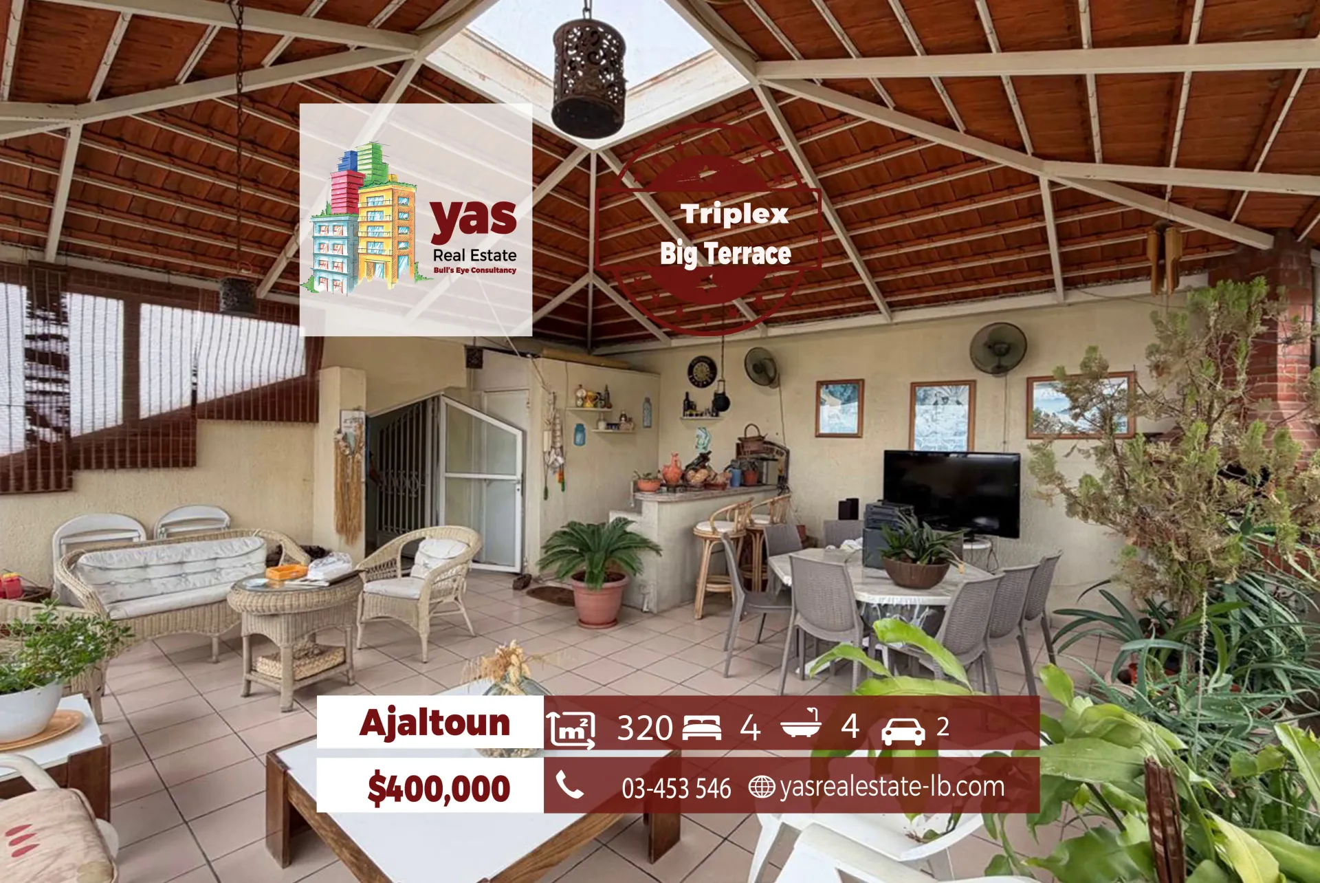 Apartment for Sale in Ajaltoun - 4 bed, 3 bath