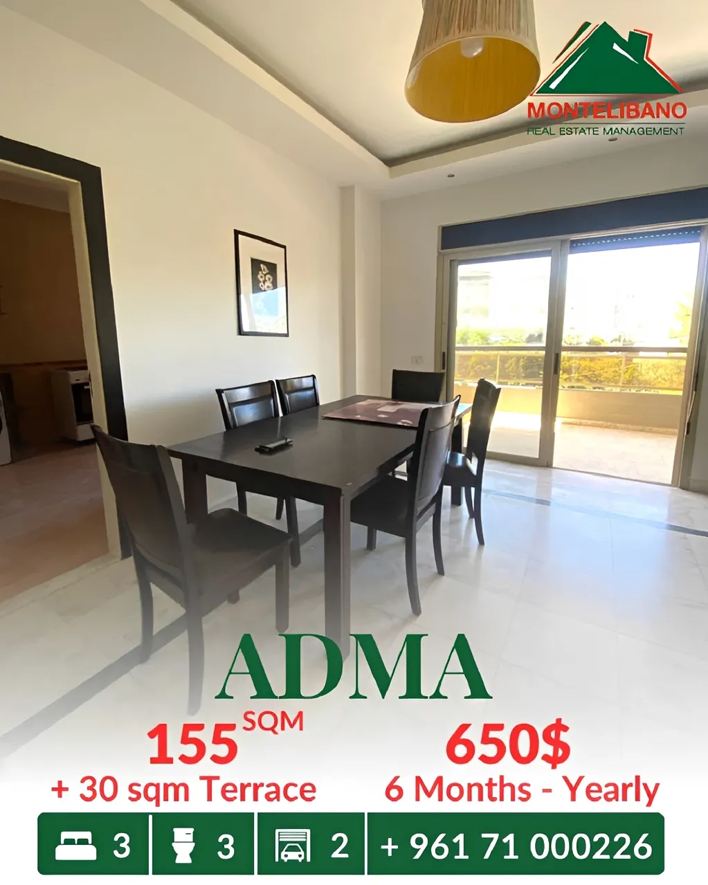 Apartment for rent in Adma w Dafnah, Lebanon