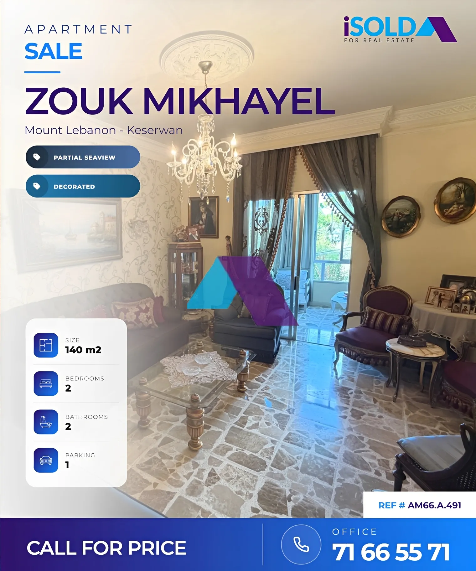 Apartment for sale in Zouk Mikael