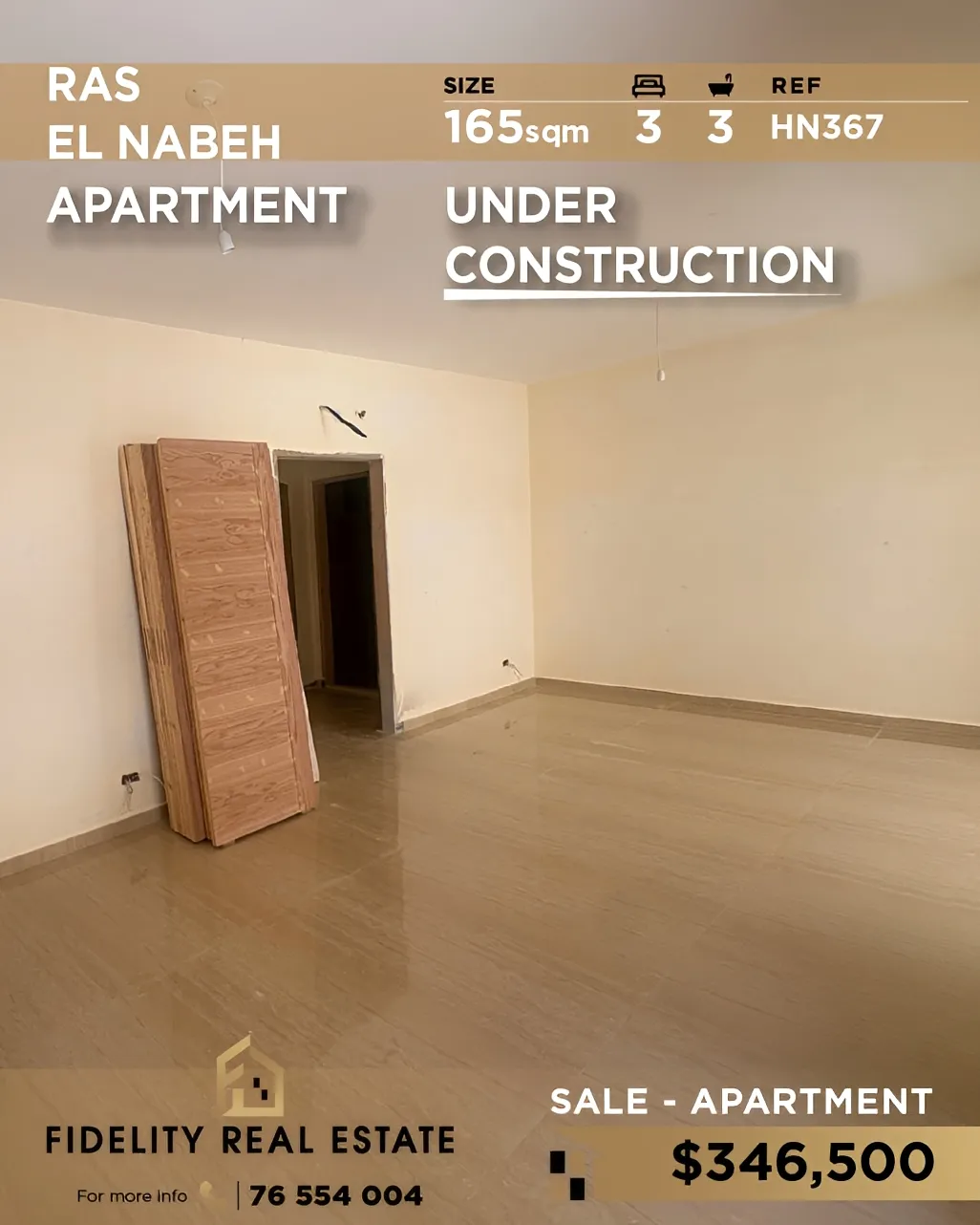 Apartment for sale in Ras Al Naba'a, Beirut, Lebanon - 3 bed, 3 bath