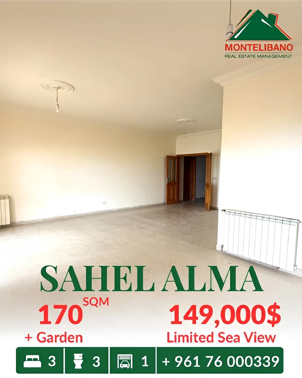 Apartment for sale in Sahel Aalma, Lebanon - 3 bed, 3 bath