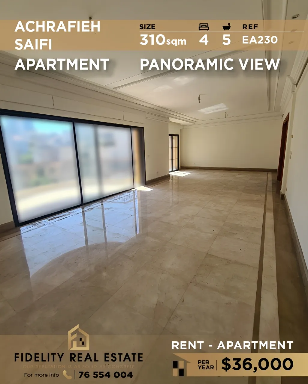 Apartment for rent in Achrafieh, Beirut, Lebanon - 4 bed, 5 bath