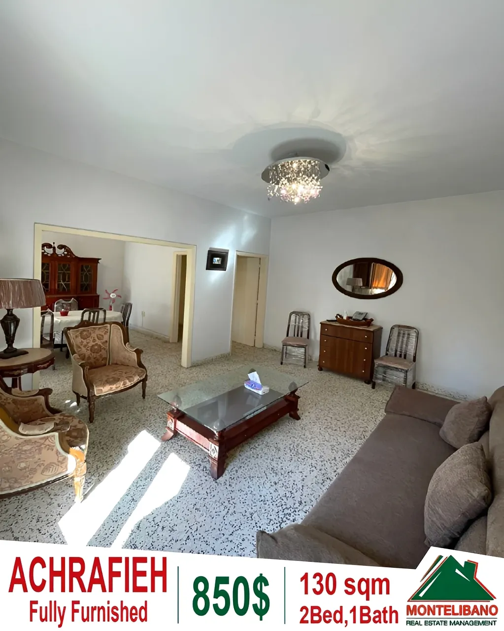 Apartment for Rent in Achrafieh, Beirut, Lebanon - 2 bed, 1 bath