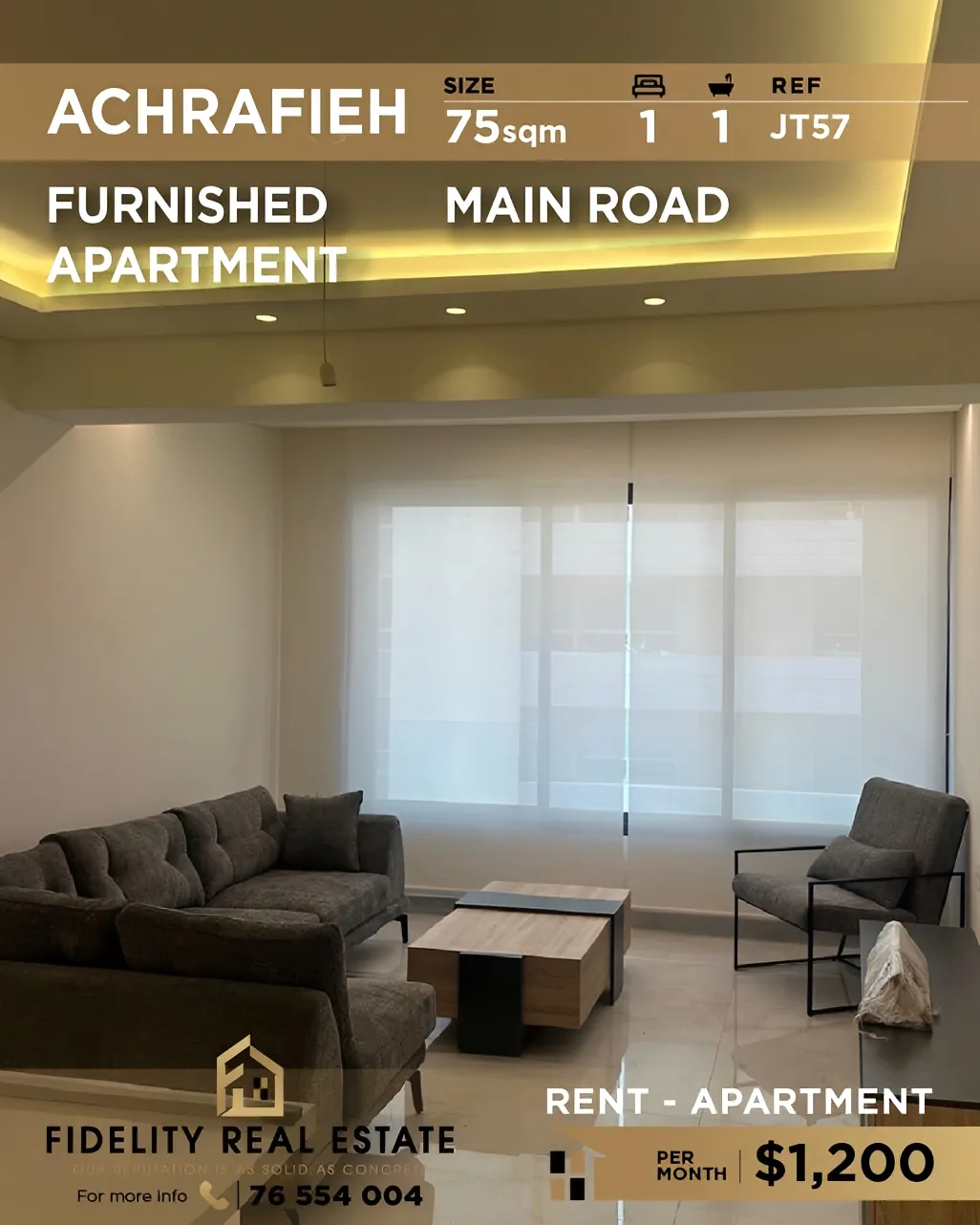 Apartment for rent in Achrafieh, Beirut, Lebanon - 1 bed, 1 bath