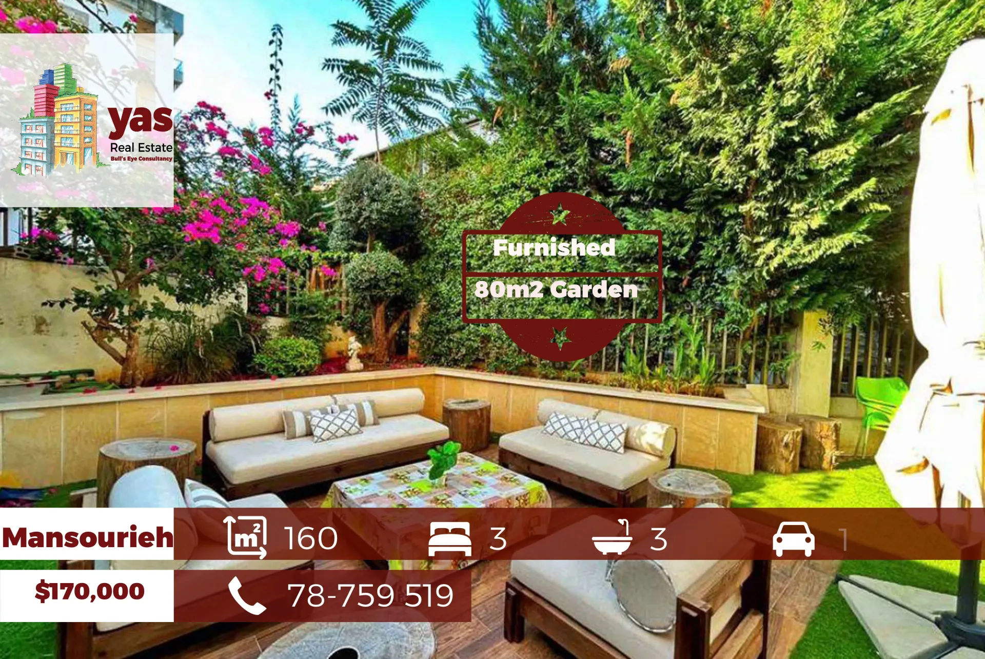 Apartment for Sale in Mansourieh - 3 bed, 3 bath