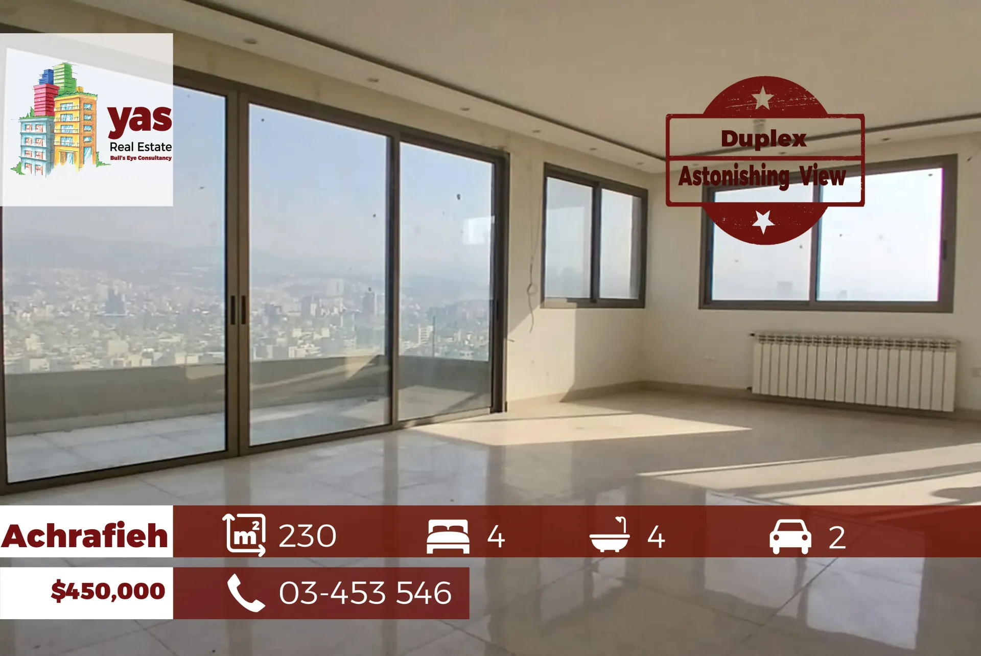 Apartment for Sale in Achrafieh - 4 bed, 4 bath