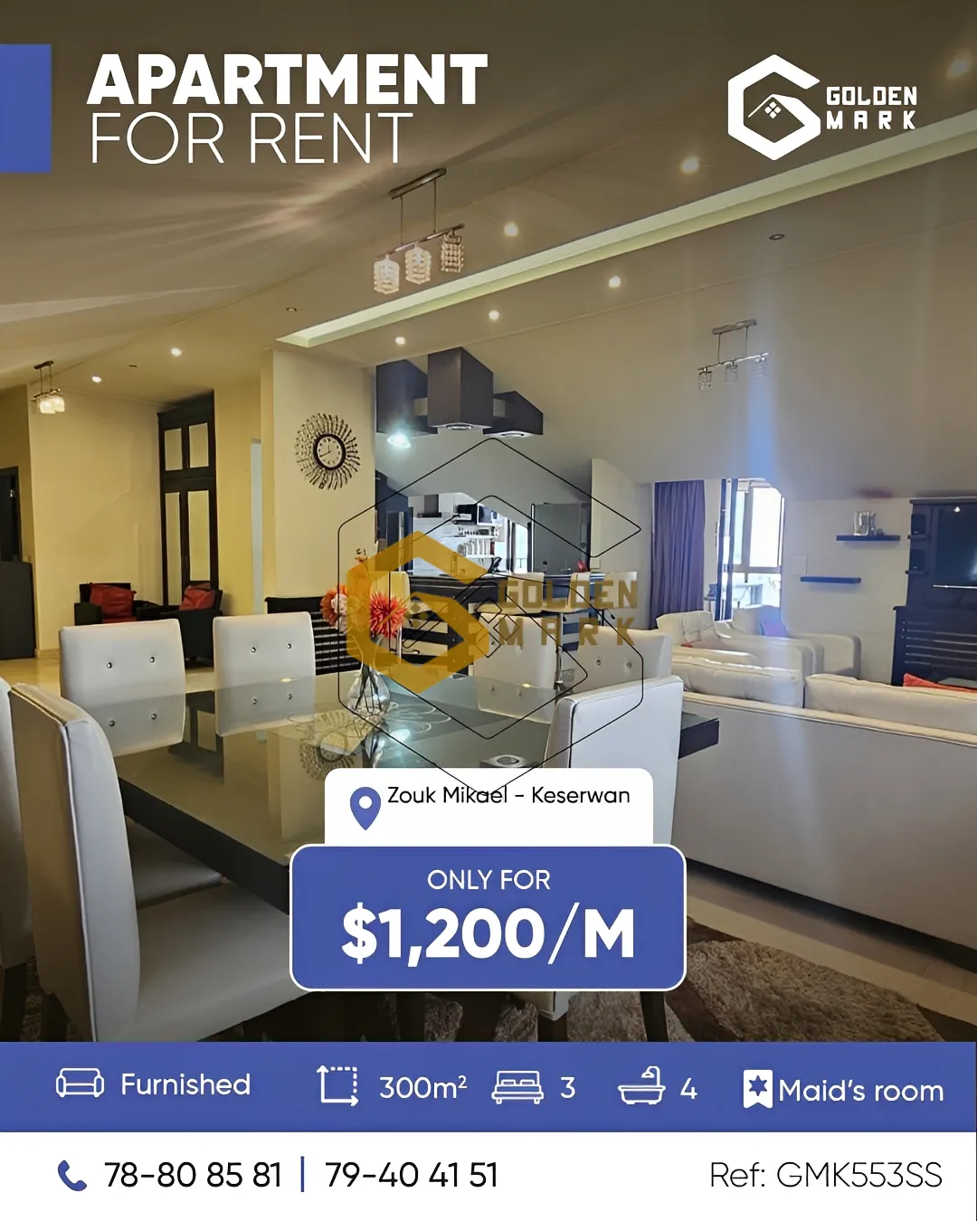 Apartment for Rent in Zouk Mikael