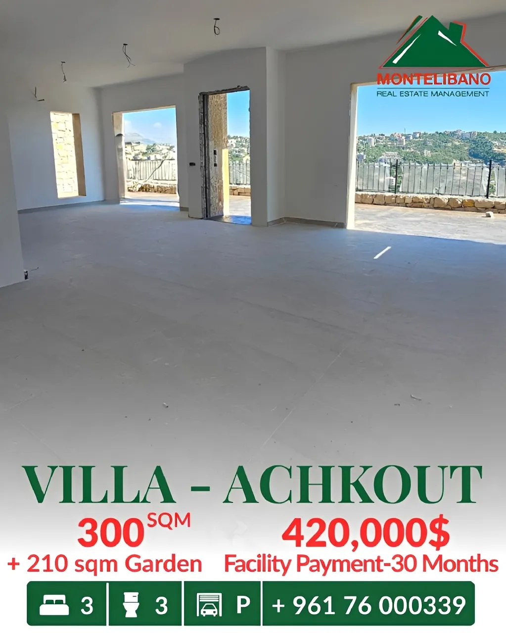 Villa for sale in Ashqout, Lebanon - 3 bed, 3 bath