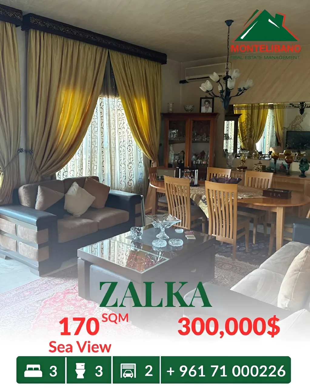 Apartment for sale in Zalqa, Lebanon - 3 bed, 3 bath