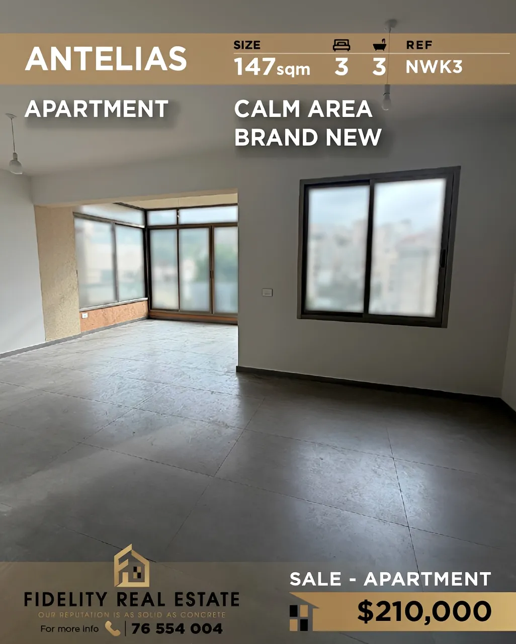 Apartment for sale in Antelias, Lebanon - 3 bed, 3 bath