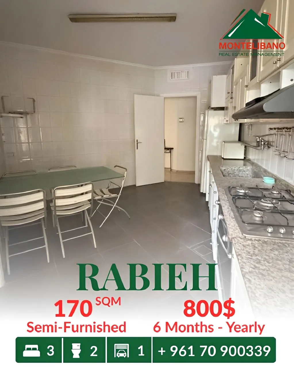 Apartment for rent in Rabieh, Lebanon