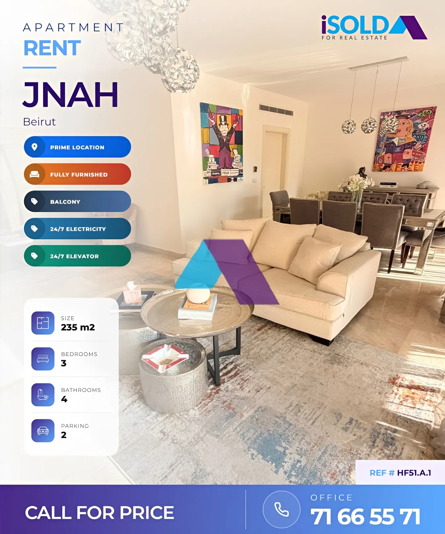 Apartment for rent in Jnah