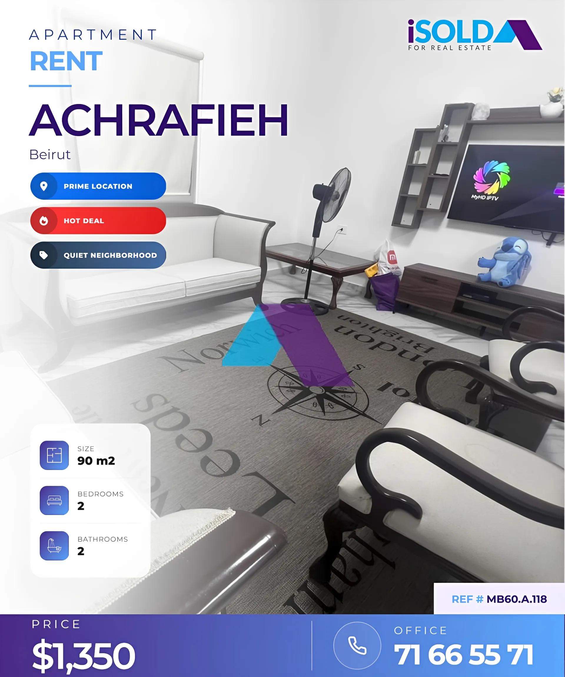 Apartment for rent in Achrafieh, Beirut, Lebanon