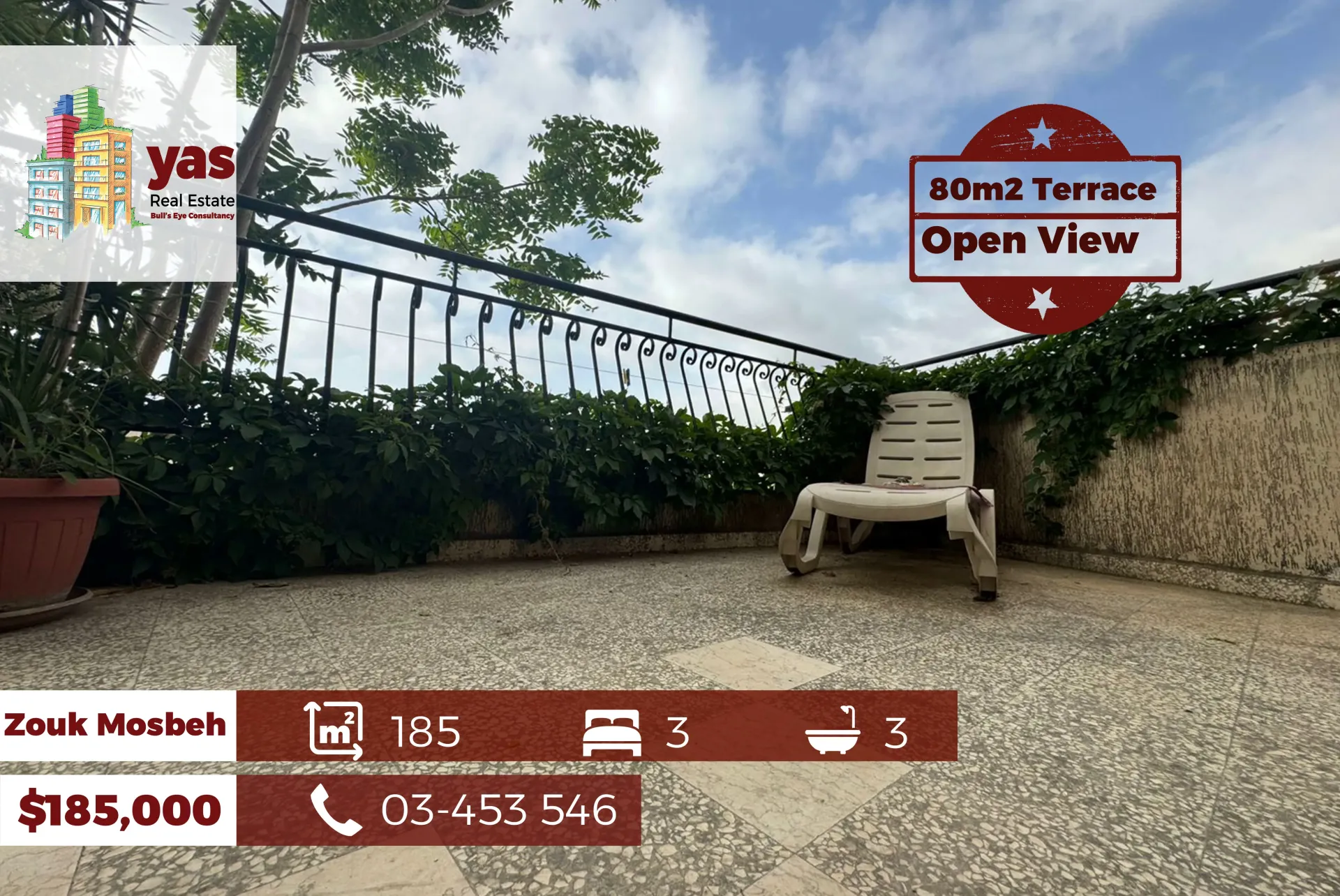 Apartment for Sale in Zouk Mosbeh - 3 bed, 3 bath