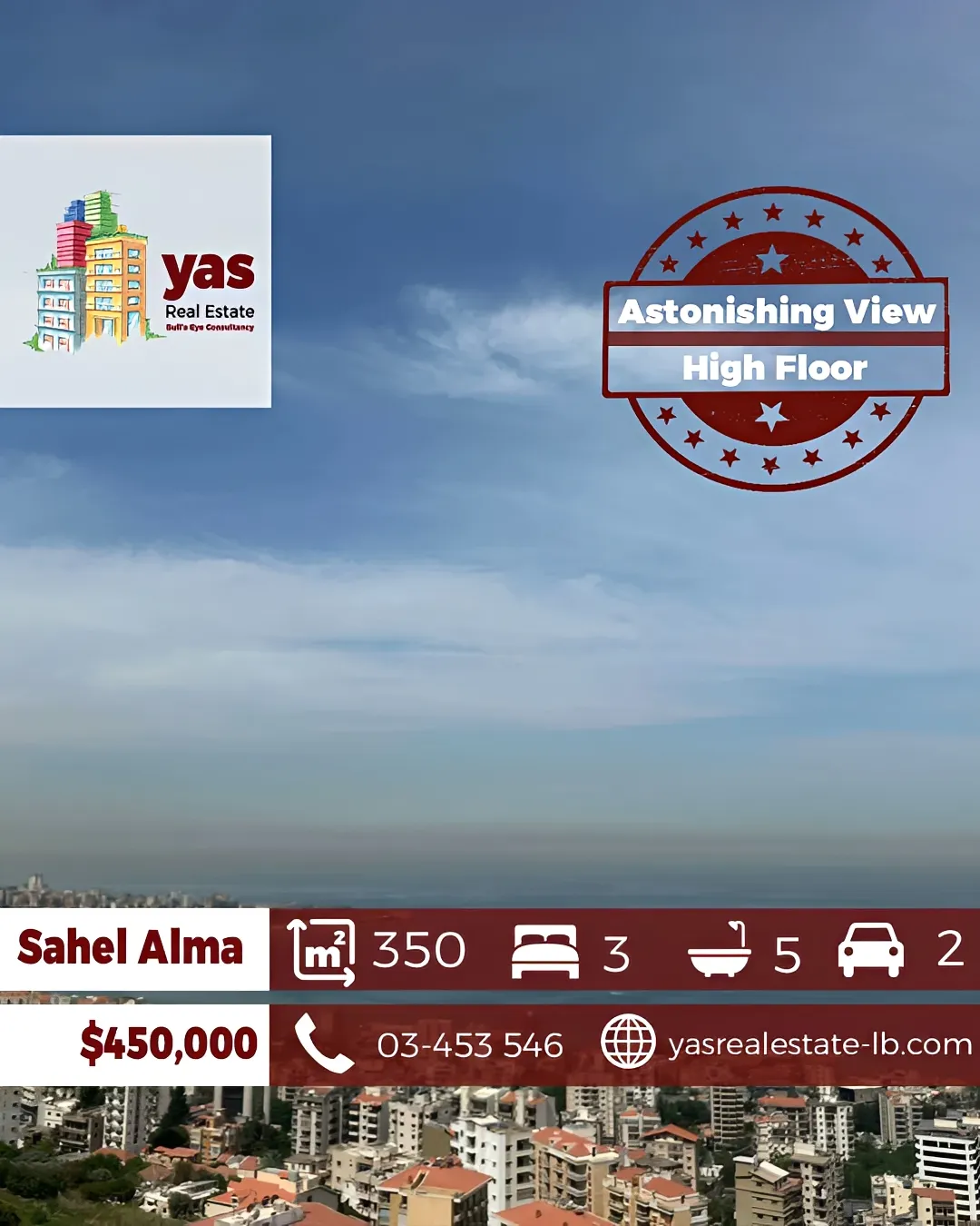 Apartment for Sale in Sahel Alma - 3 bed, 5 bath