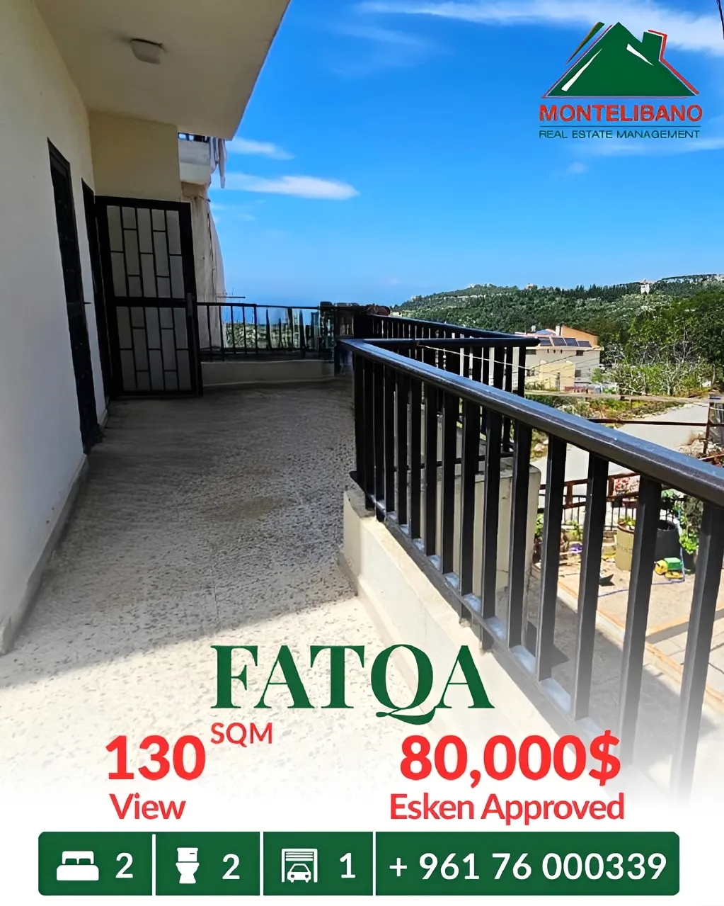 Apartment for sale in Fatqa, Lebanon - 2 bed, 2 bath