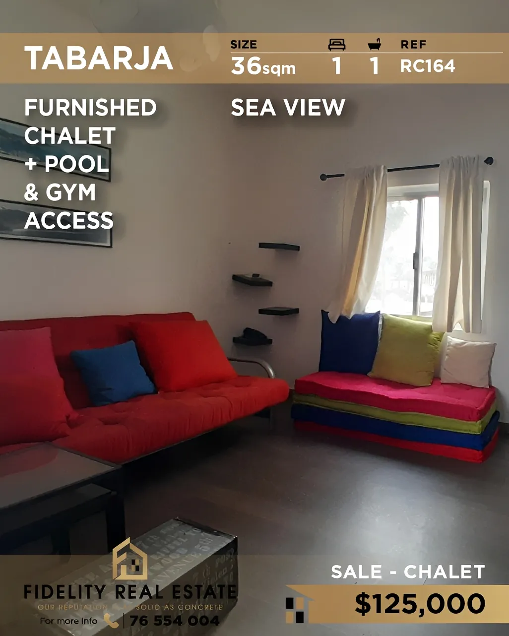 Chalet for sale in Tabarja, Lebanon - 1 bed, 1 bath