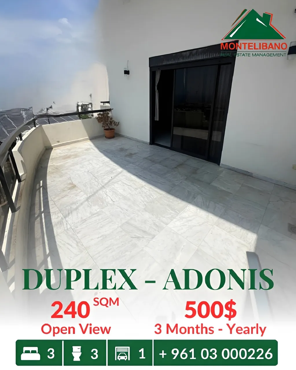 Apartment for rent in Adonis, Lebanon - 3 bed, 3 bath