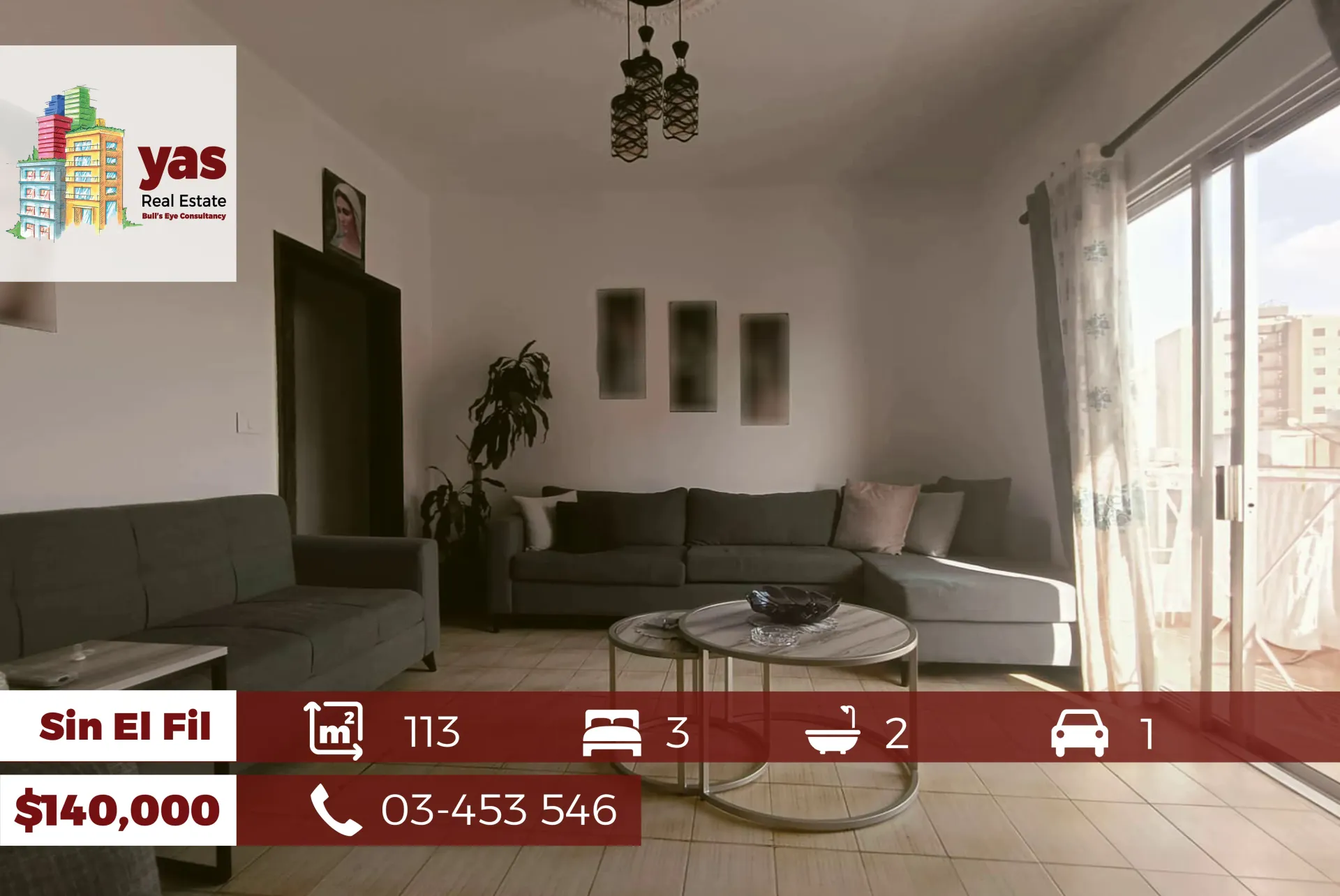 Apartment for Sale in Sinn El Fil - 3 bed, 2 bath