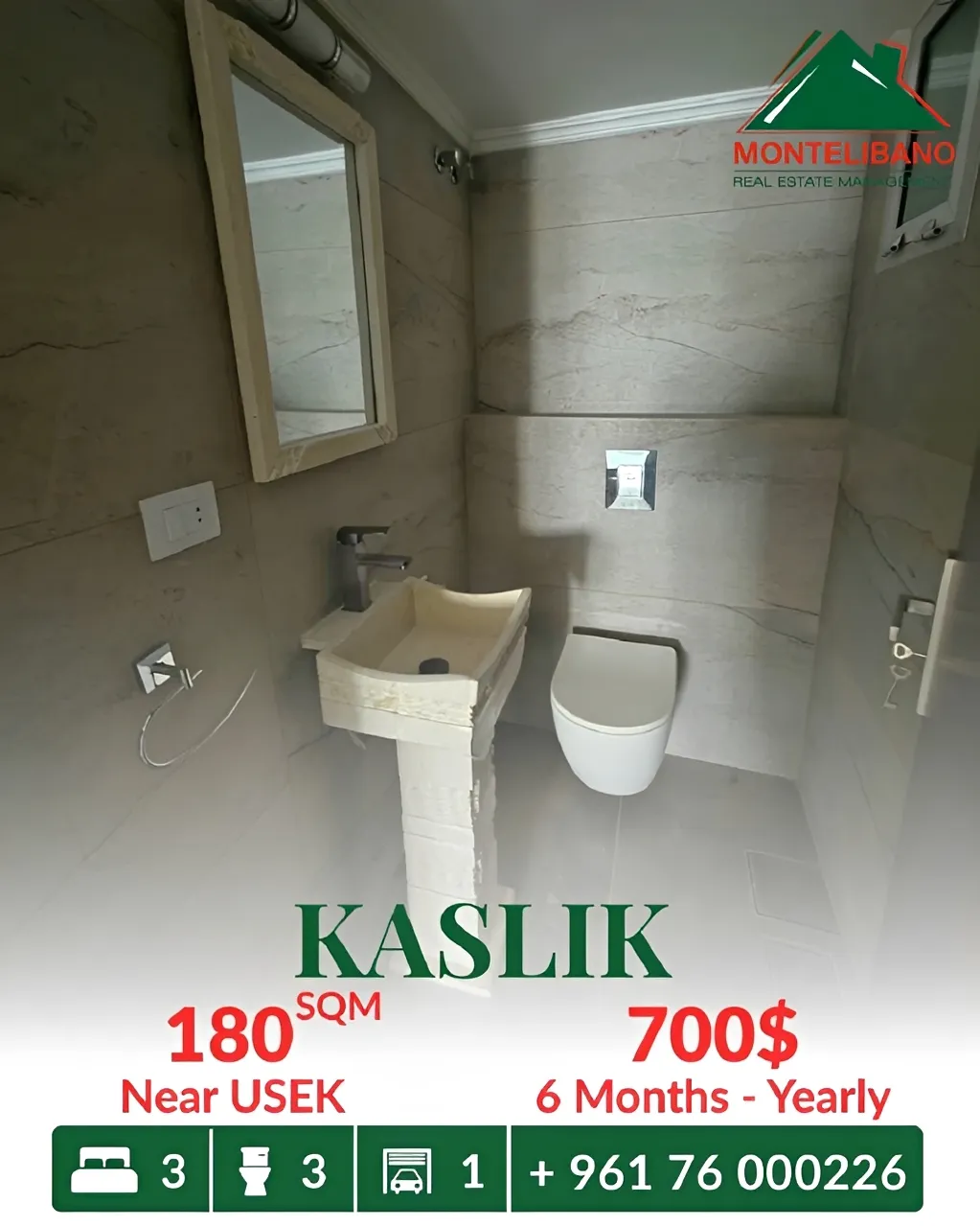 Apartment for rent in Kaslik