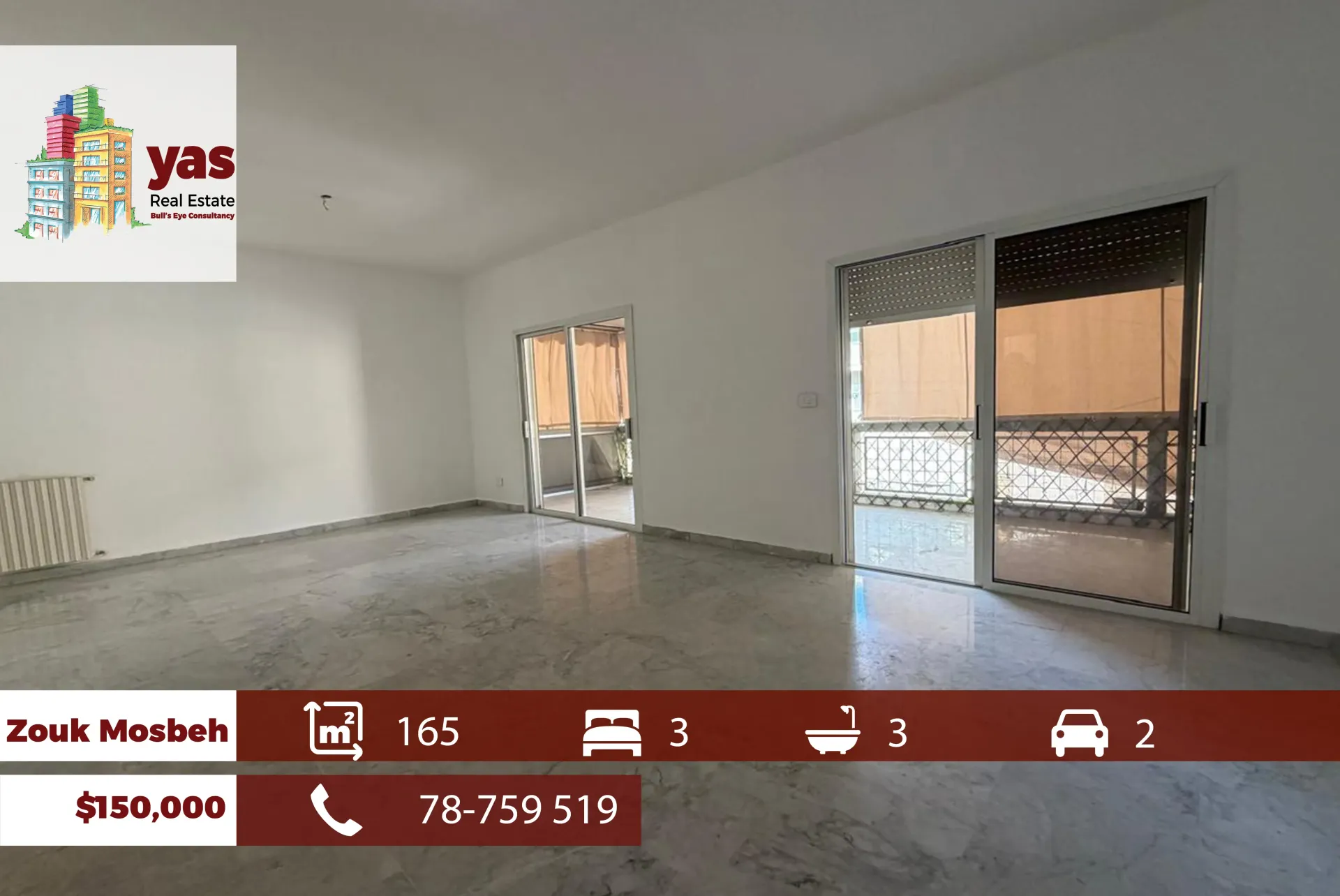 Apartment for Sale in Zouk Mosbeh - 3 bed, 3 bath