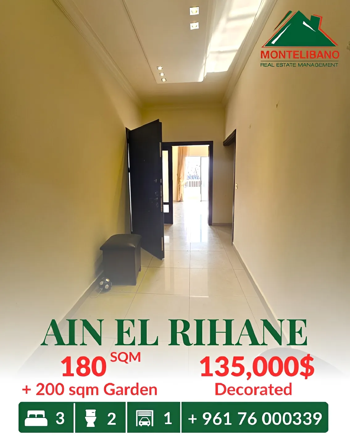 Apartment for sale in Ain El Rihaneh, Lebanon