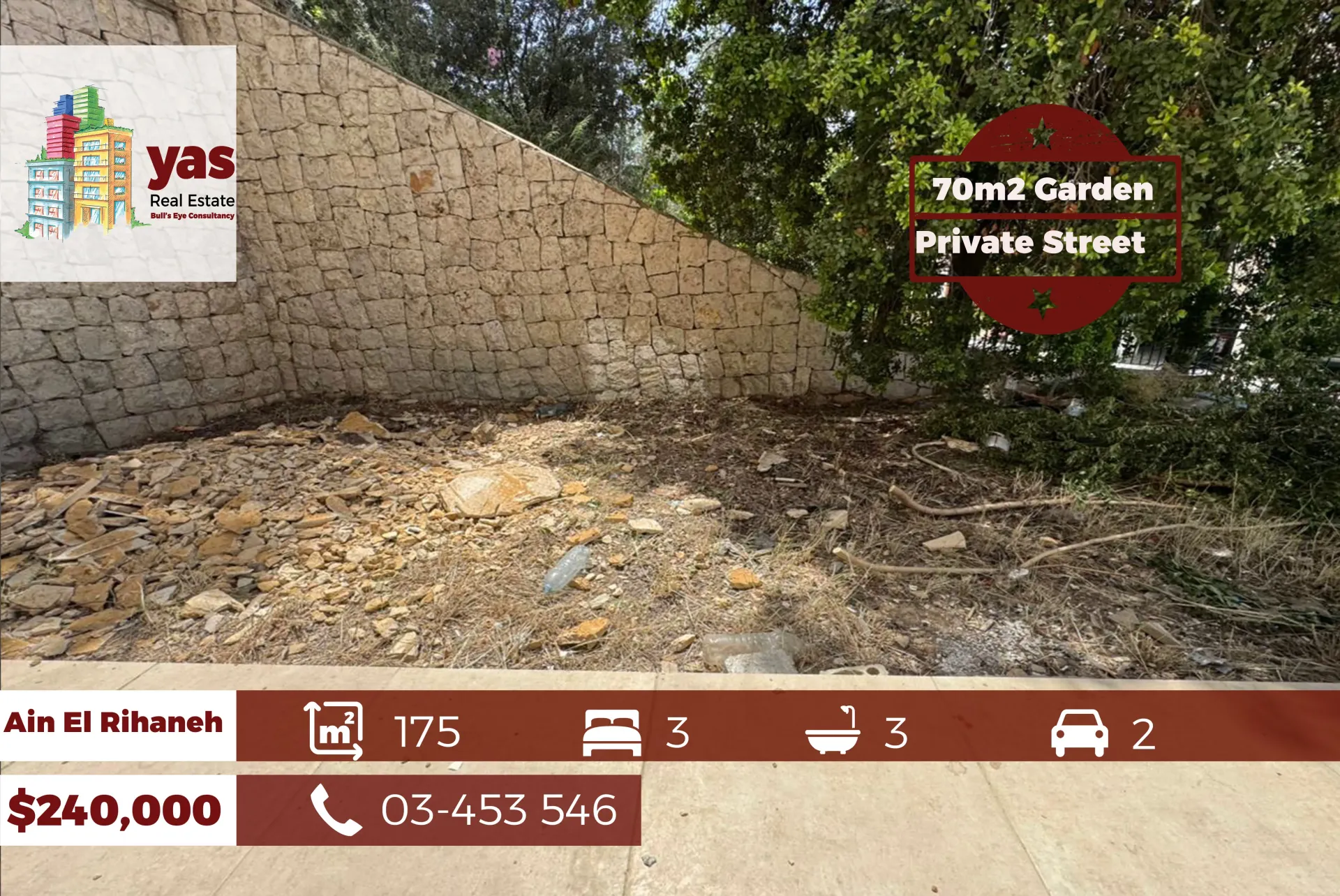 Apartment for Sale in Ain El Rihaneh - 3 bed, 3 bath