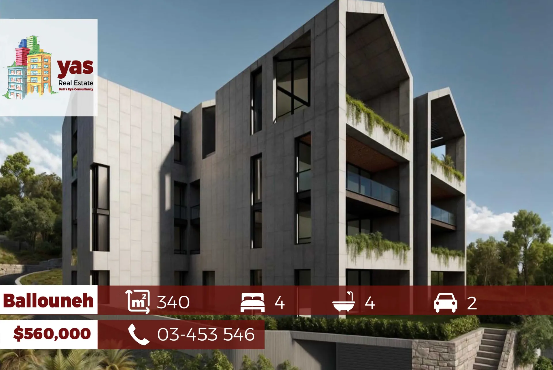 Apartment for Sale in Ballouneh - 4 bed, 4 bath