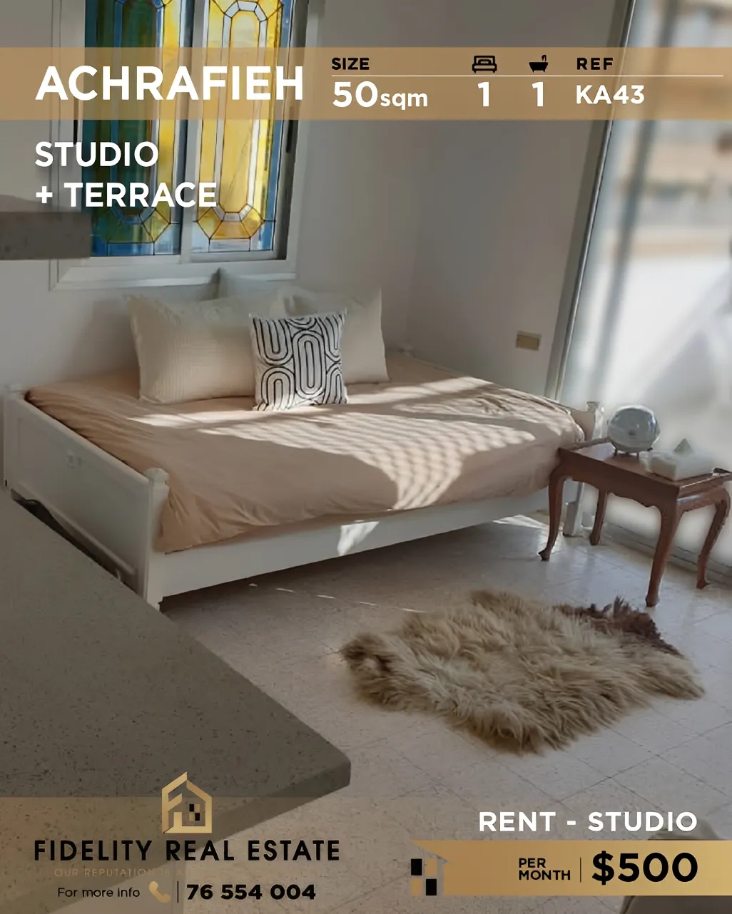 Studio for rent in Achrafieh, Beirut, Lebanon