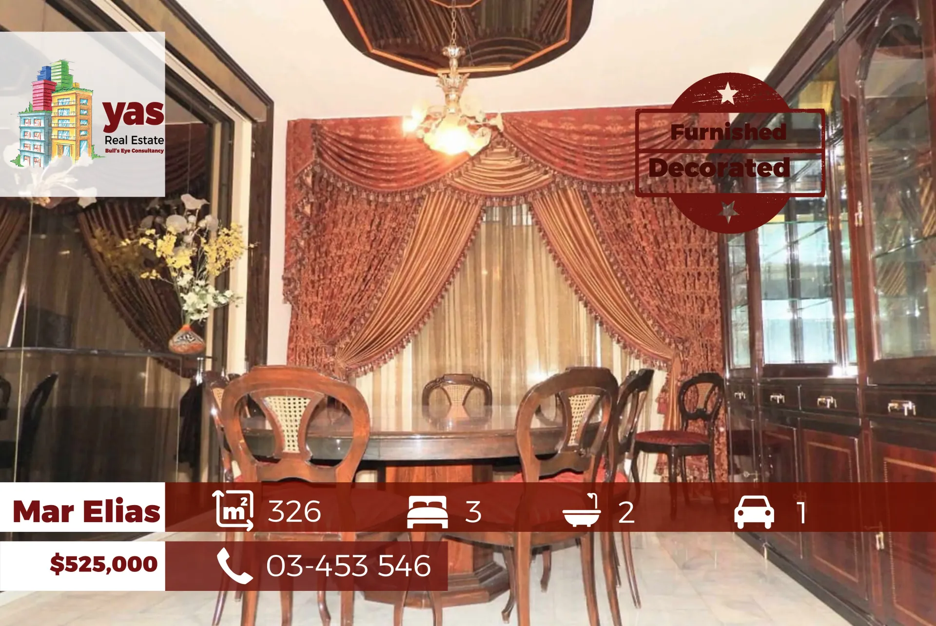 Apartment for Sale in Mar Elias - 3 bed, 2 bath