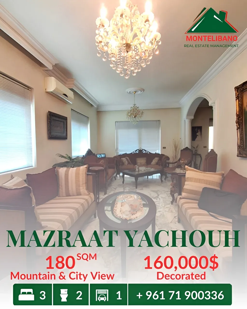 Apartment for sale in Mazraat Yachoua, Lebanon