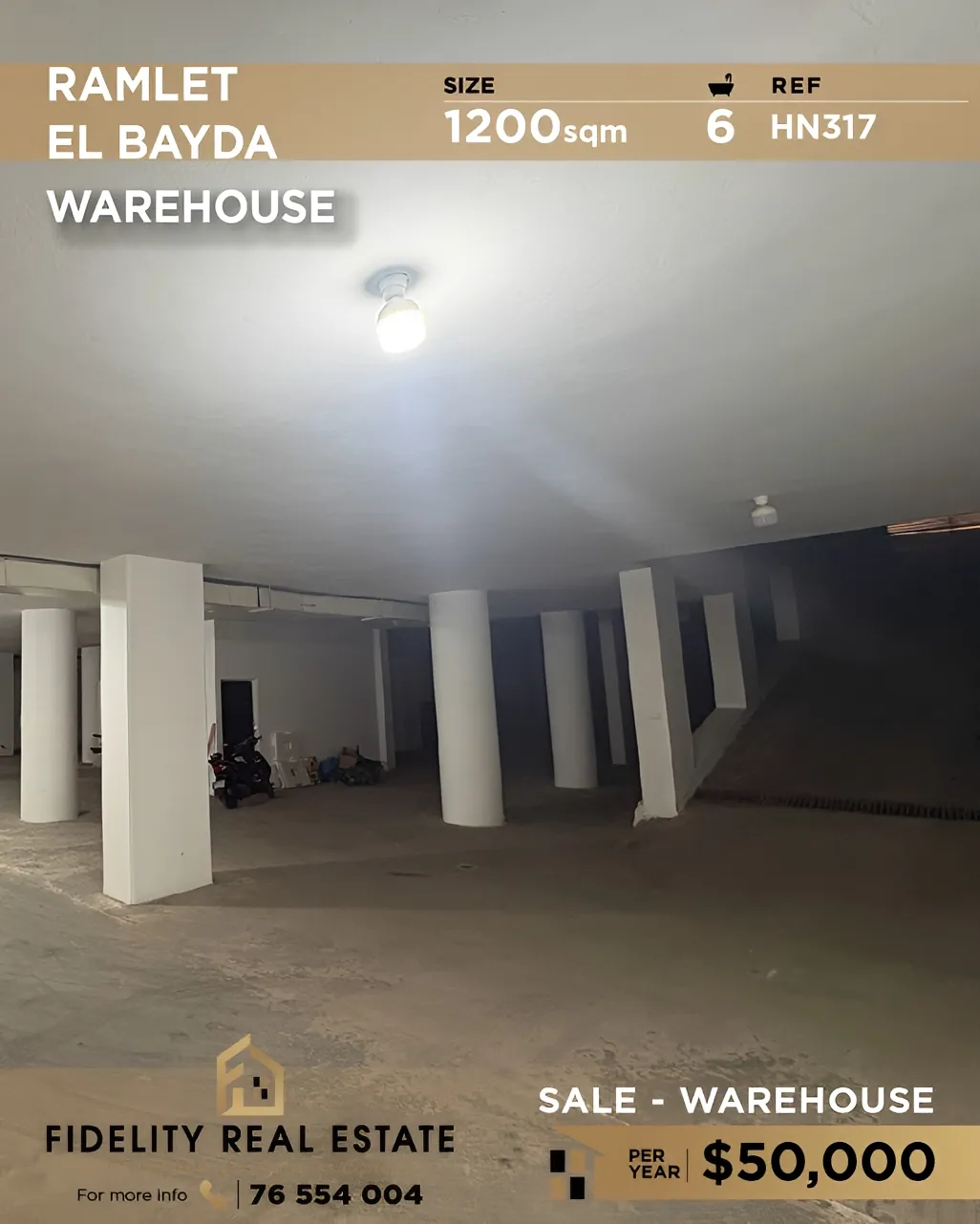 Warehouse for rent in Ramleh Al Bayda, Beirut, Lebanon