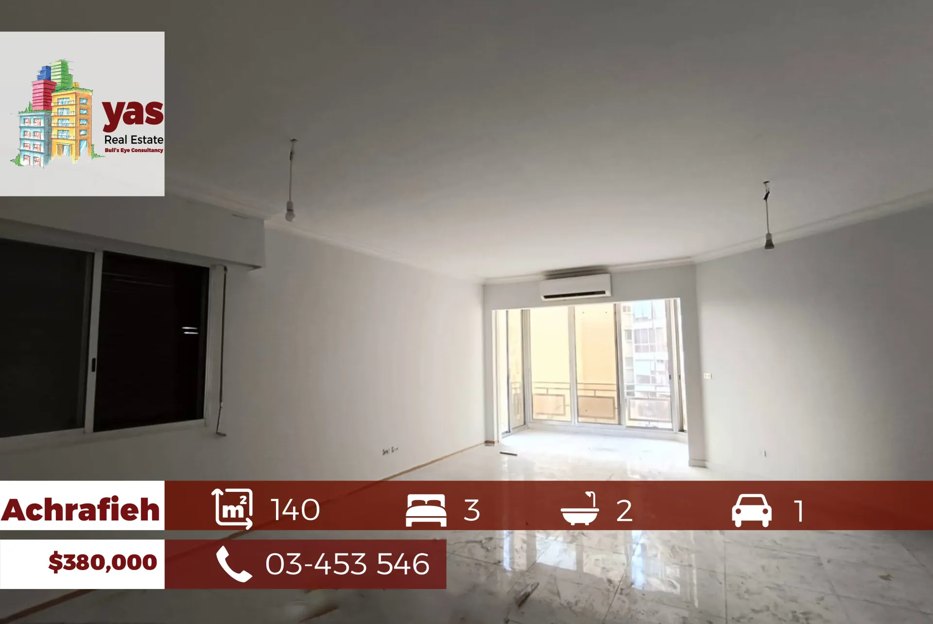 Apartment for Sale in Achrafieh - 3 bed, 2 bath