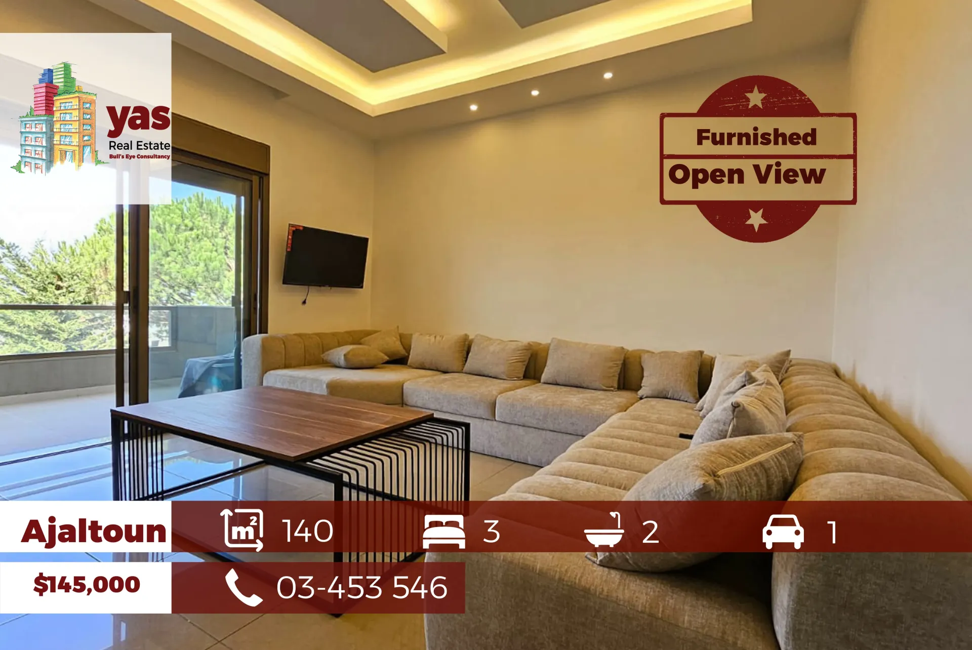 Apartment for Sale in Ajaltoun - 3 bed, 2 bath