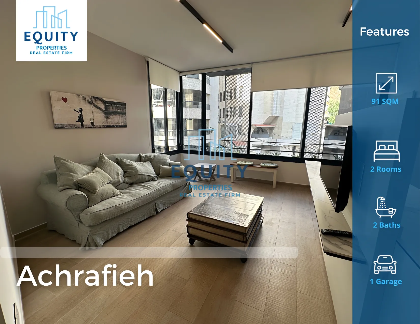 Apartment for Rent in Syoufi, Beirut, Lebanon - 2 bed, 2 bath