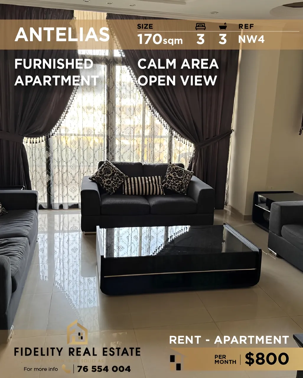 Apartment for rent in Antelias, Lebanon - 3 bed, 3 bath