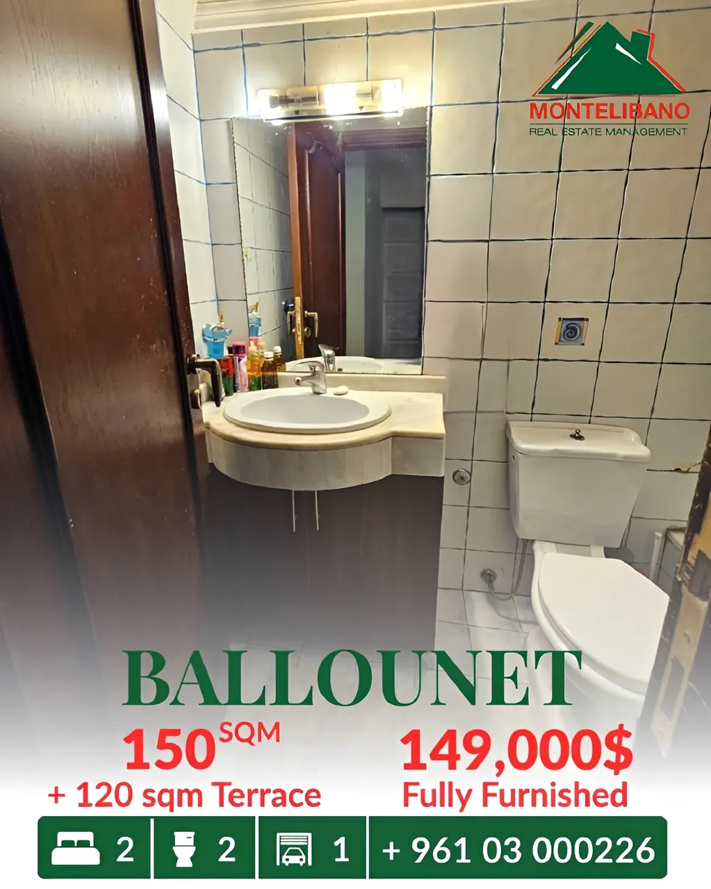 Apartment for sale in Ballouneh